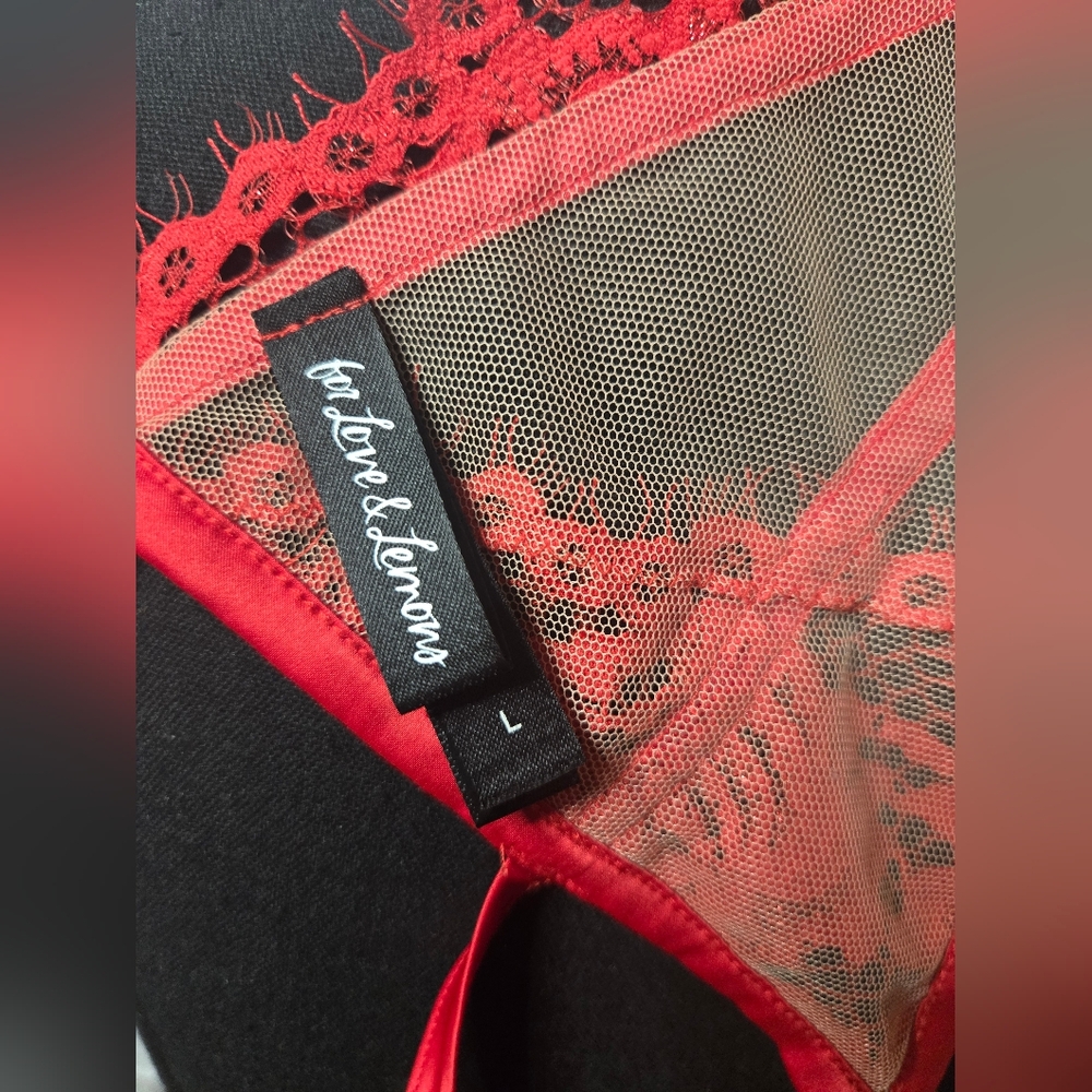 For Love and Lemons Red Lace Roses Garter Lingerie Sexy Valentine's Large Y2K - Picture 7 of 7